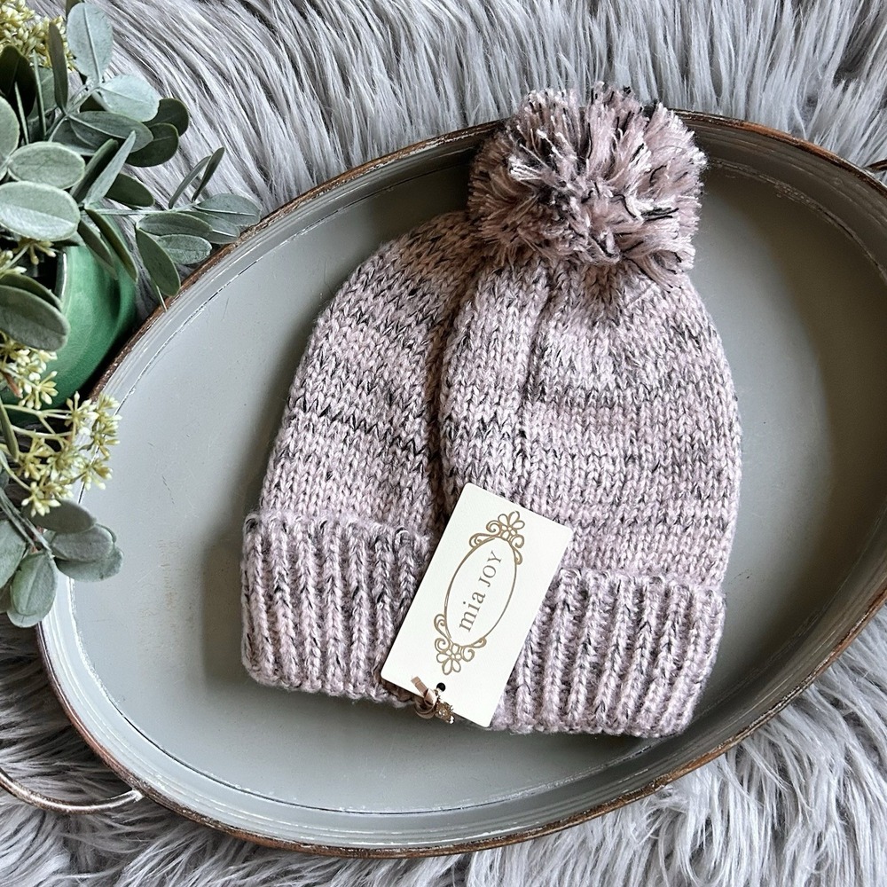Mia Joy Women's Heather Rise Pom Pom Beanie